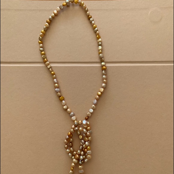 Authentic fresh water pearl necklace - amber - Picture 5 of 5